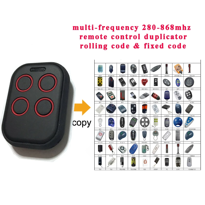 

20pcs Free shipping Multi frequency copy 280-868mhz rolling code garage door remote control duplicator top quality