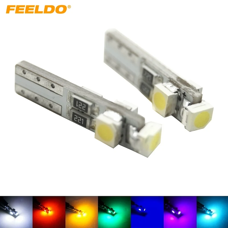 

FEELDO 10Pcs Car T5 74 17 0.5W 1210 3SMD 3528 3LED Canbus Error Free LED Light Bulb DC12V 7-Color #FD-2085