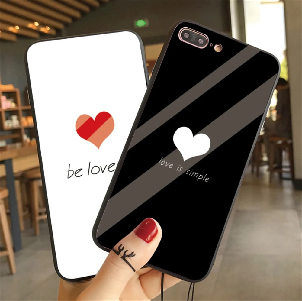 Чехол для IPhone X сердце любовь пары чехол телефона 6 6s 7 8 10 зеркало моды Однотонная