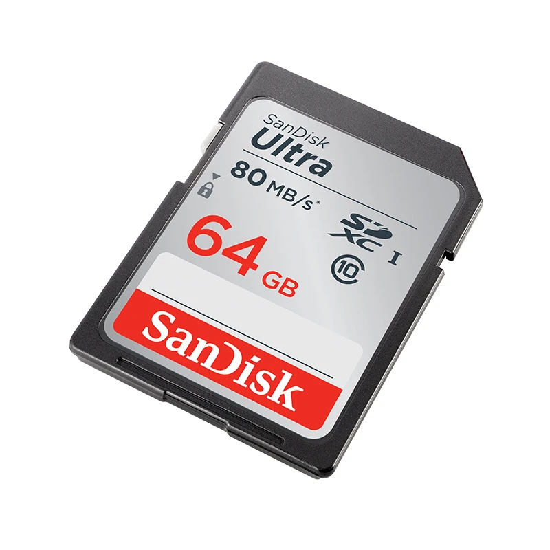 Карты памяти SanDisk Ultra SD карта SDXC 64 Гб C10 80 МБ/с. читать Скорость UHS I Full HD для Камера