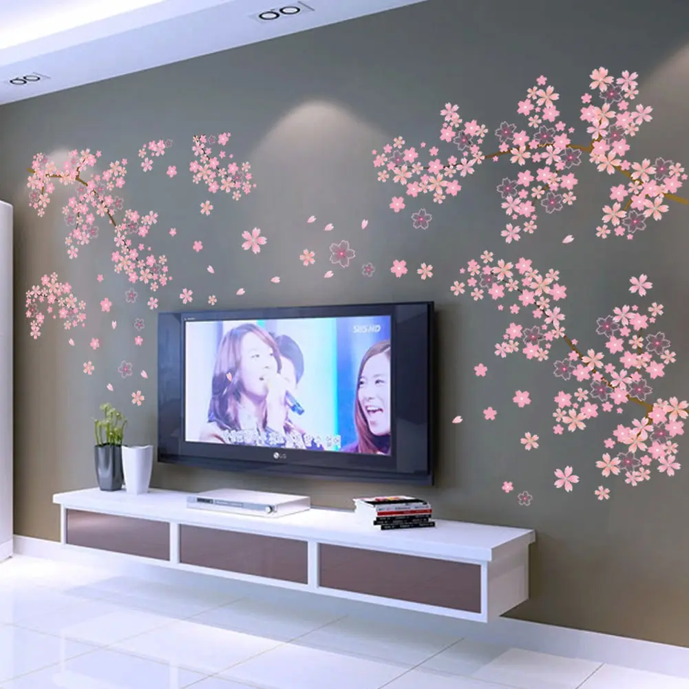 Online kopen wholesale roze bloem muursticker uit china roze bloem ...