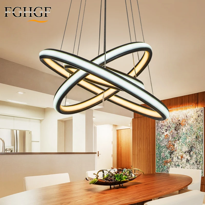 

New Arrival Novelty Pendant Lamp 3 Rings LED Pendant Light Fixtures Round Circle lustre Living Room Hotel Light LED Lamp