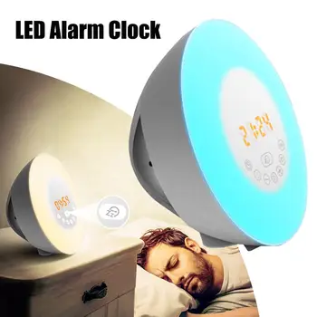 

LED Digital Alarm Clock Wake-up Light Sunrise Simulation Bedside Lamp Night Snooze Light FM Radio 6Color Christmas Birthday Gift