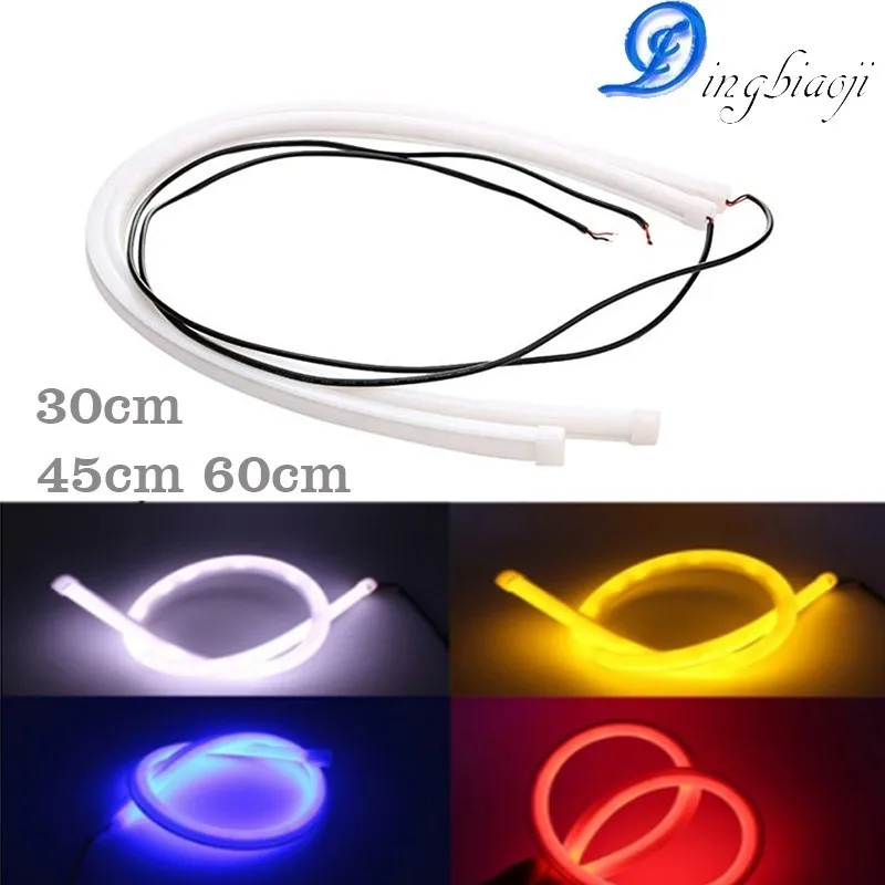 

2 pieces / lot 30 cm 45 cm 60 cm DRL flexible LED tube strip Clearance lights Angel eyes car styling White / yellow / blue