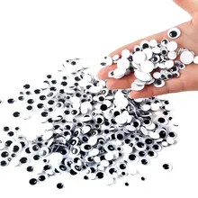 CCINEE 500PCs 6/7/8/10/12mm Black Googly Eyes Self-adhesive DIY Scrapbooking For Teddy Bear Stuffed Toy Doll Parts Black