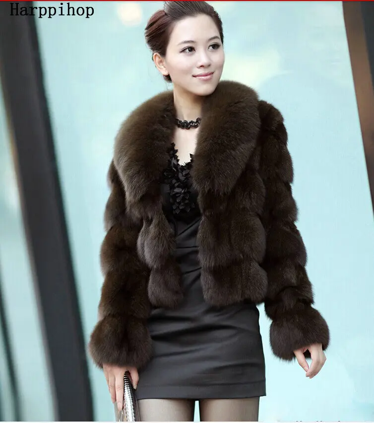 2017 inverno quente casaco com gola grande de pele de raposa senhoras estilo curto Plus Size S XXXL 4XL Sobretudo tamanho grande frete grátis