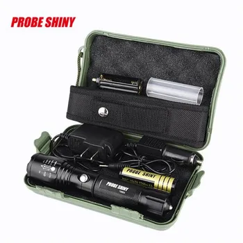 

High Quality X800 Zoomable XML T6 LED Tactical Flashlight+18650 Battery+Charger+Case