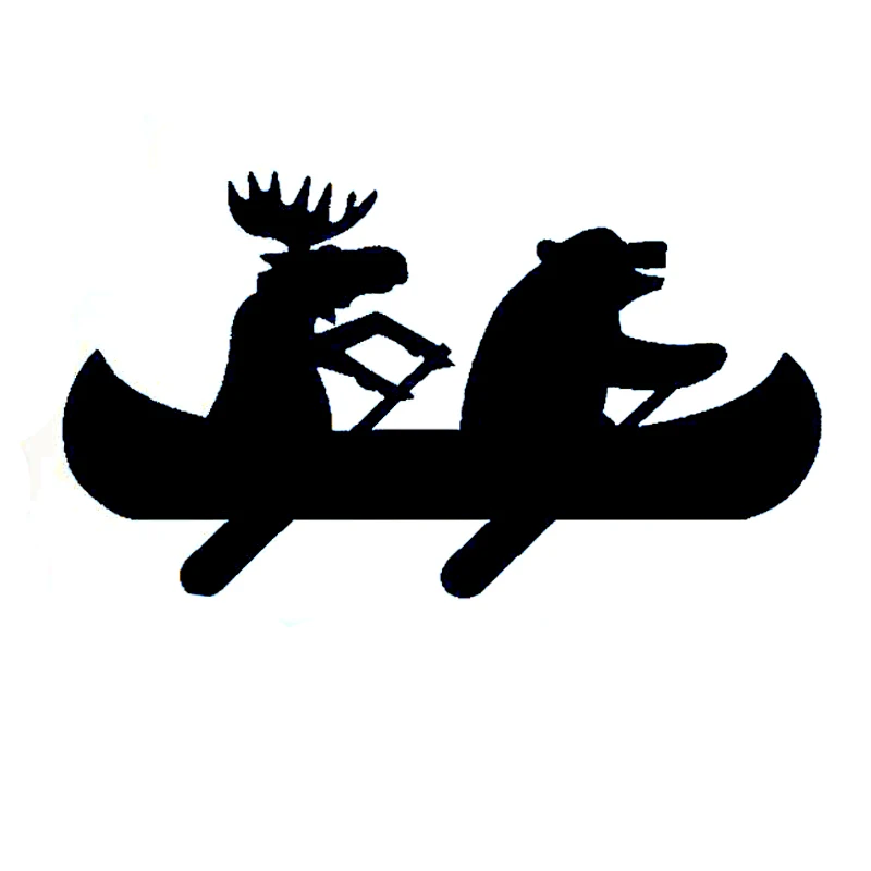 

15.4CM*8.7CM Interesting Moose Bear Canoe Decal Vinyl Car Sticker S9-0334