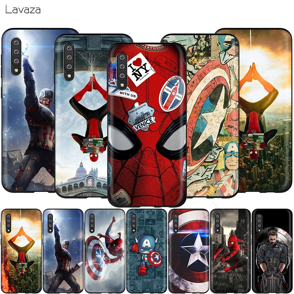 Lavaza Marvel Человек-паук Капитан Америка чехол для samsung Galaxy S6 S7 край J6 S8 S9 S10 плюс A3 A5 A6 A7 A8 A9 Note 8, 9