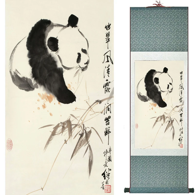 

Pandas painting traditional Chinese Art Painting silk scroll panda art painting panda pictures 82404