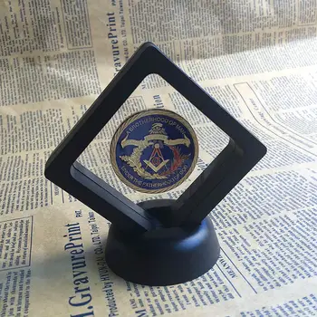 

1Set Gift Masonic Freemason Brotherhood of Man under the Fatherhood of God Challenge Coin with black&white PVC air display box