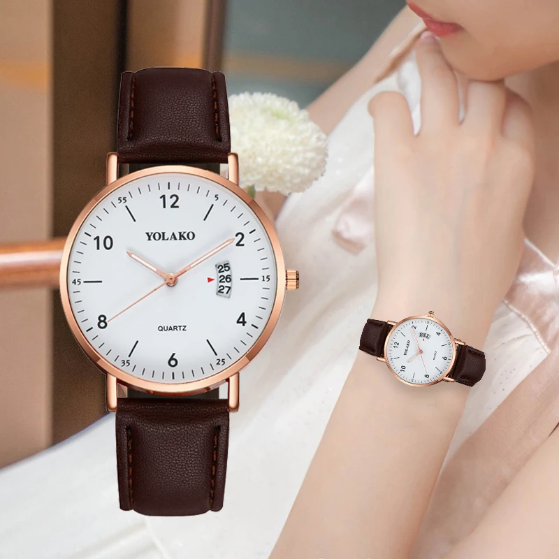 

Casual Simple Women Watches Rose Gold Leather Strap Ladies Quartz Wrist Watch Female Clock Wife Gift For Relogio Feminino