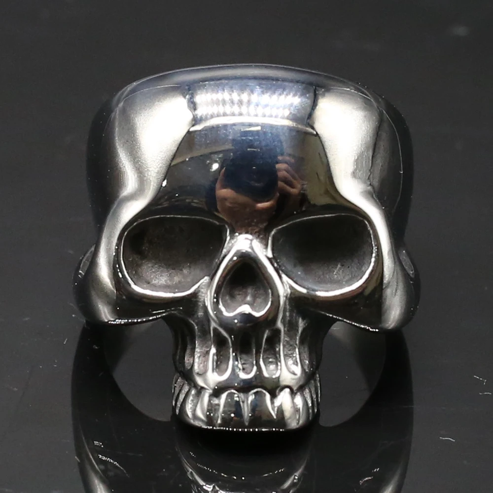 Men Unique Punk Rock Wild Motor Skull Rings Fashion Stainless Steel Biker Ring 