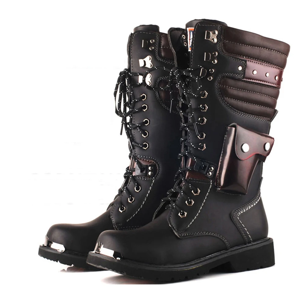 

Motorcycle Boots Men motorbike Boots speed Moto Retro Artificial Leather Punk Martin Shoes motocross boots Protective Gear