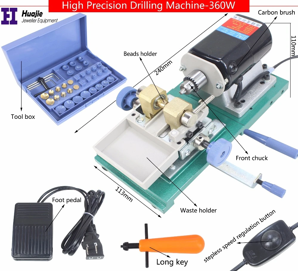 360W Mini Pearl Bead Drilling Machine, Amber Holing Machine, Jewelry