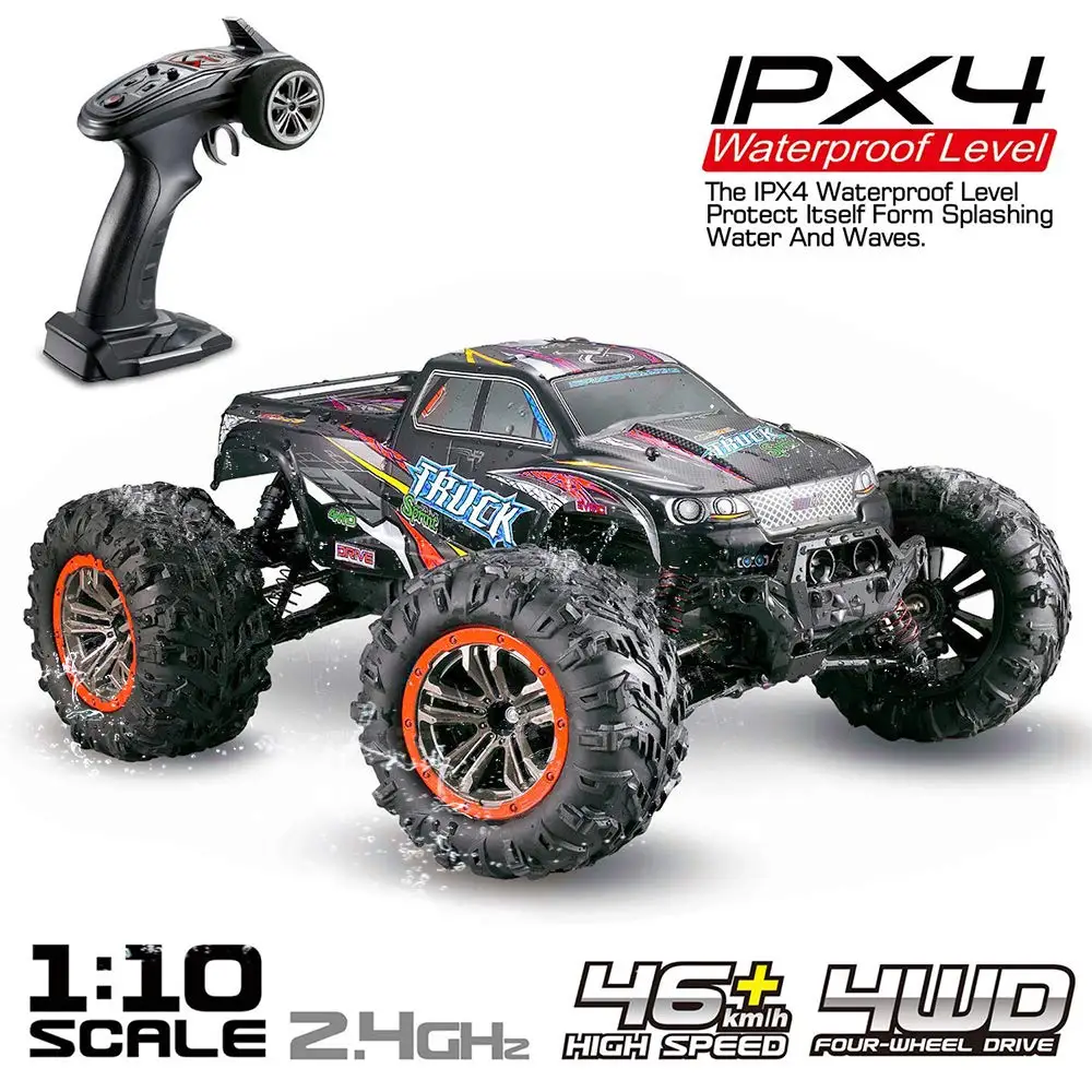 

EBOYU 9125 2.4Ghz 1:10 Scale 4WD RC Car 46KM/H High Speed Big Feet Car Off Road Waterproof Monster Remote Control Car RTR