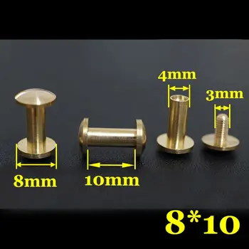 

50pc Q2-8x10 Solid Brass belt screw Chicago Screw Leathercraft