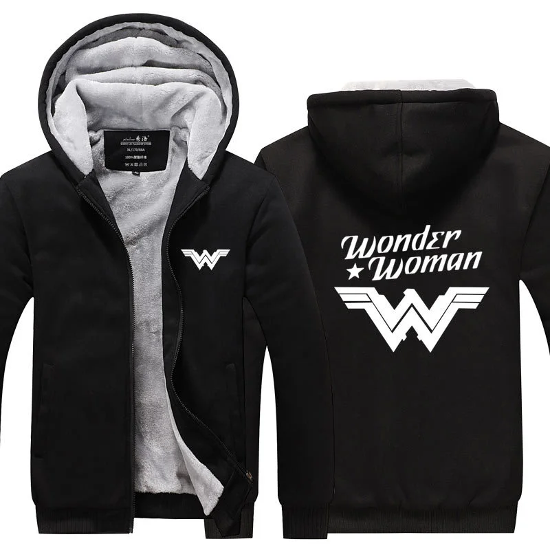 Fans Wear Unisex Winter Wonder Woman Printed Hoodie with Pocket Double 11 Movie Casual Coat Cosplay Costume Hoodies