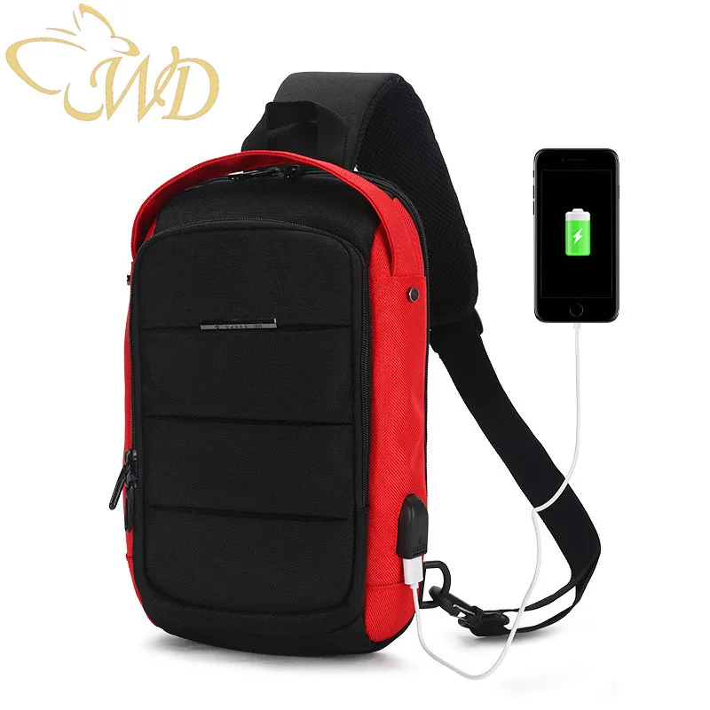 

Men's chest bag, creative casual diagonal shoulder bag with USB charging of sports multi-function men's chest bag