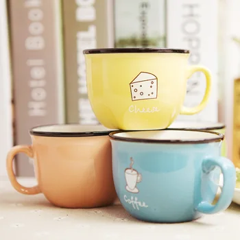 

210ml Simple Ceramic Coffee Mug Creative Candy Color Milk Breakfast Cup Couple Mug Gift Office Cup Round Single Layer