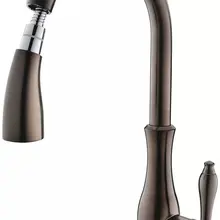 С одним отверстием, кухонный кран с выдвижной распылителем ORB масло втирают Бронзовый Смеситель кран Поворотный Смеситель