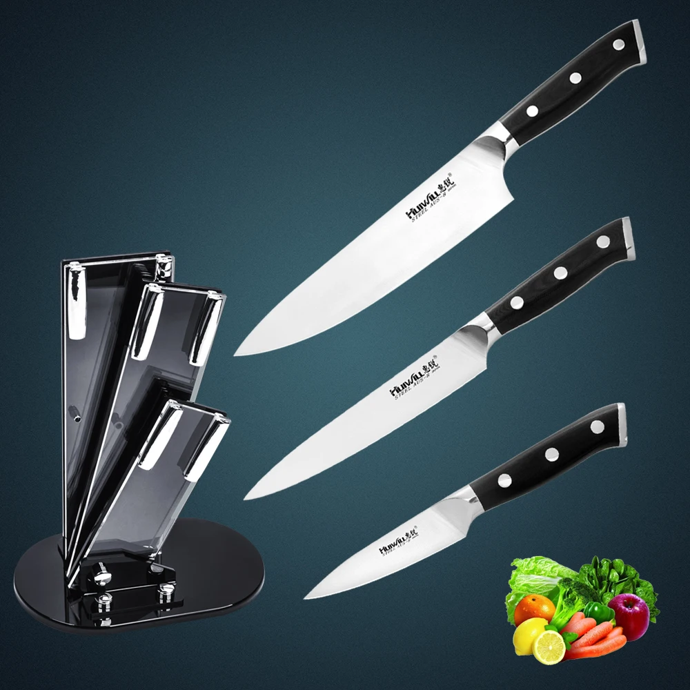 

2017 New Arrive! Huiwill 4Pcs Japanese AUS-8 Stainless Steel Professional Chef Knife Vegatable Slicing Kitchen Knife Set