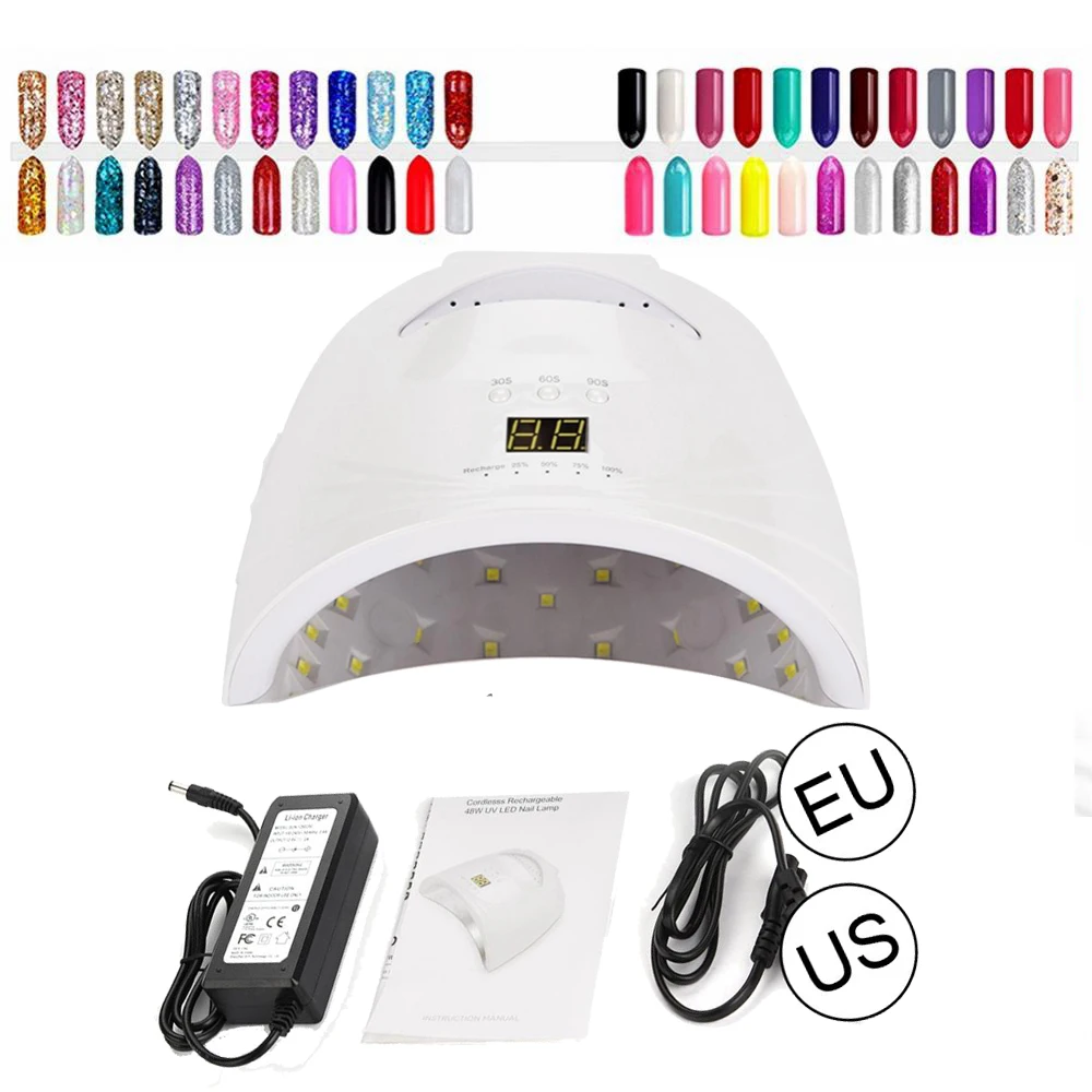 

UV Lamp 48W Dryer LED Lamp Nail Cordless Rechargeable Nail Gel Polish Light For Curing Lamp Dryer Manicure 28 LED Lamp Nail Tool