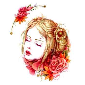 

5pcs Beautiful Girl Waterproof Temporary Tattoos Men Fake Tattoo Tatoo Kids tatouage temporaire femme Helly Kitty