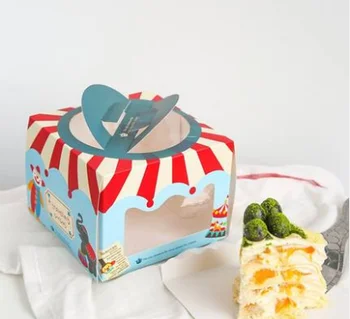 

2019 NEW 10PCS 13.5X13.5X10cm Amusement park 4 "bottom tray cake box window cake box baking package gift bread biscuit cup box