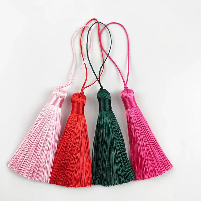 

12Pcs Ice Silk Anti-wrinkle Tassels Fringe Pendant DIY Material Color Cord Fat Tassels Trim Party Garments Curtains Decor Tassel
