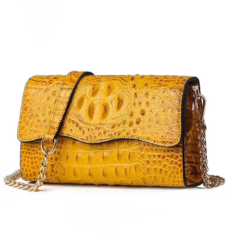 yellow croc purse