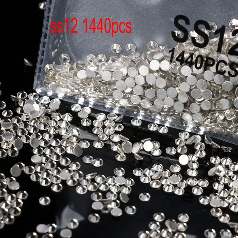 

Super Shiny Nail Art Rhinestones SS3-SS30 Clear Crystal White 3D Nail Art Decoration Silver Flatback Rhinestones DIY Glitter Gem