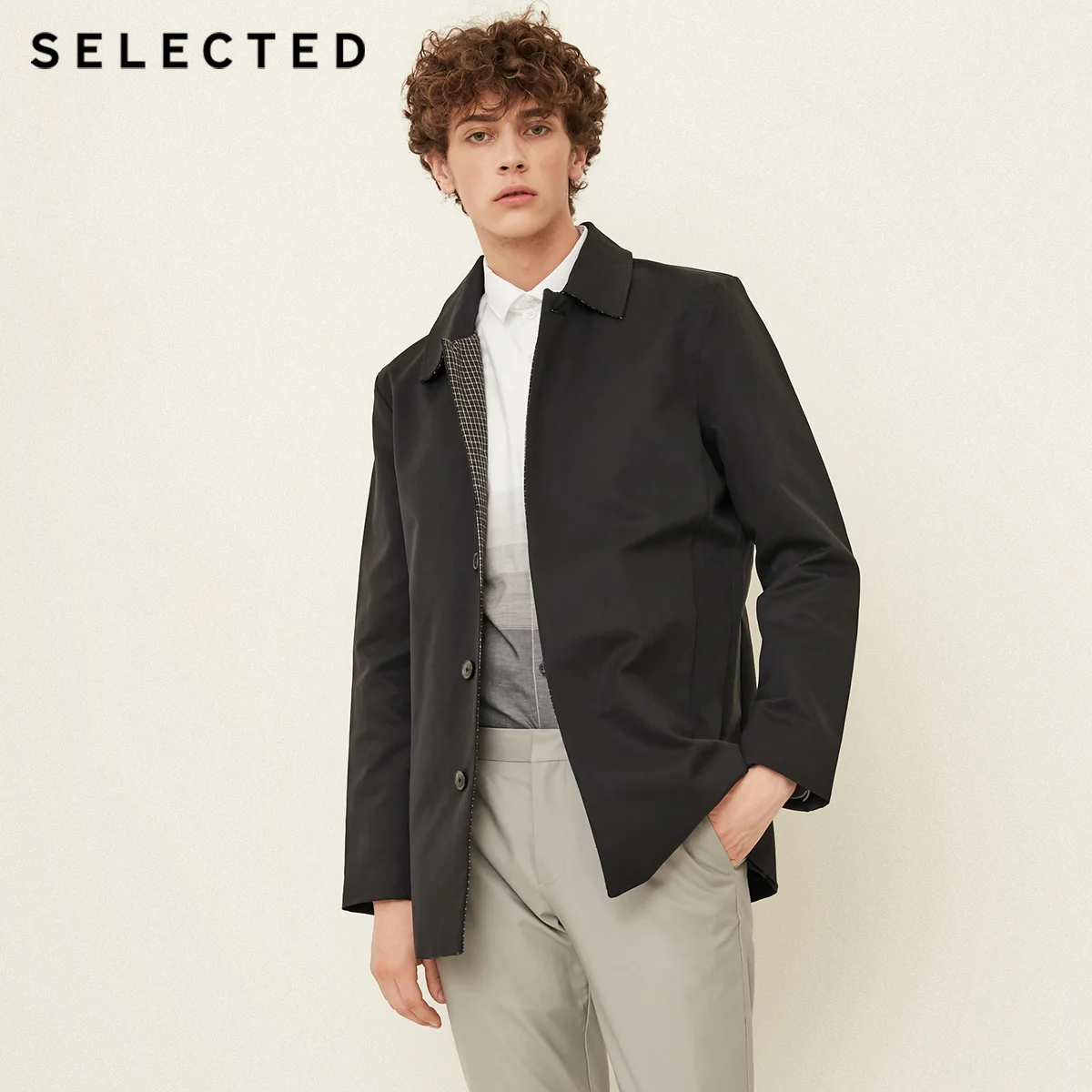 

SELECTED new men's cotton Lapel fashion business formal coat Outwear T|4183OM507