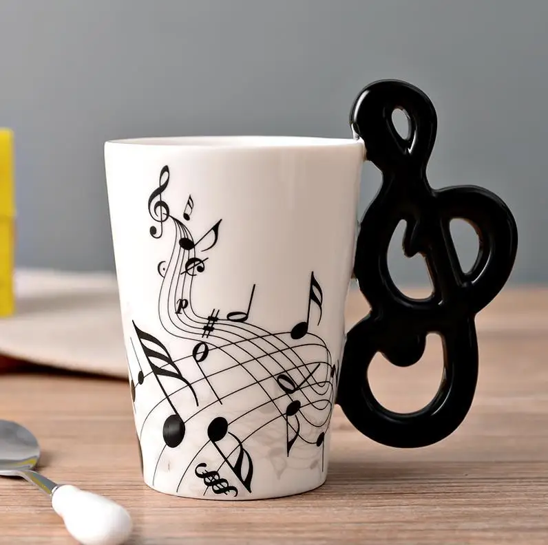 Креативная музыкальная керамическая чашка индивидуальная музыкальная нотка Молочный Сок лимонная кружка кофейная чайная чашка домашняя офисная питейная посуда кружки новые подарки - Цвет: as Picture