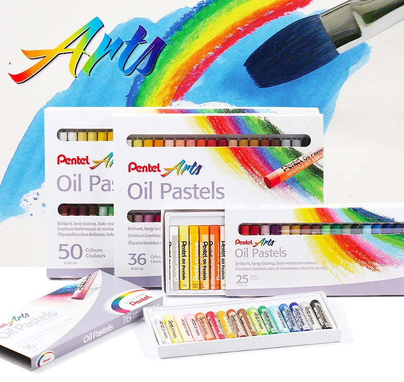 Pentel Oil Pastel PHN 50 цветов Профессиональный рисунок палочка моющаяся масляная краска мягкая Пастельная для художника, студента, детей