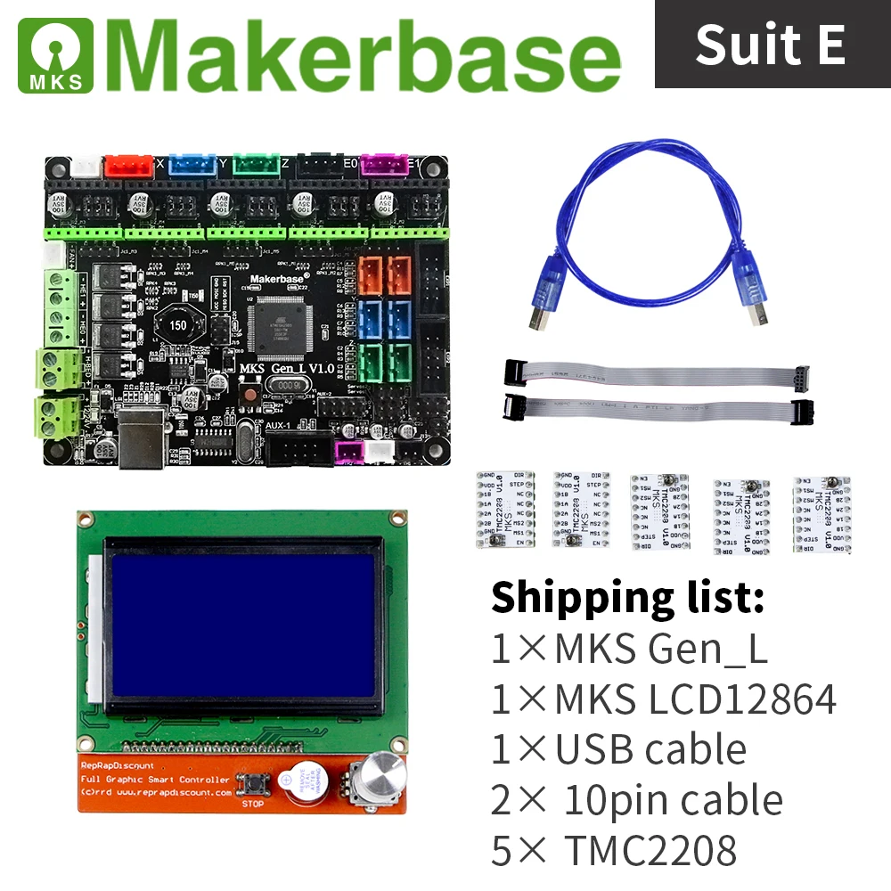 Набор контроллеров 3D принтера MKS Gen_L с MKS LCD12864 и различными подключаемыми драйверами, которые являются более экономичными