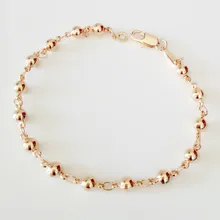 Тренд 585 розовое золото цвет ювелирные изделия 17 см длинные медного золотого цвета бусы женские браслеты
