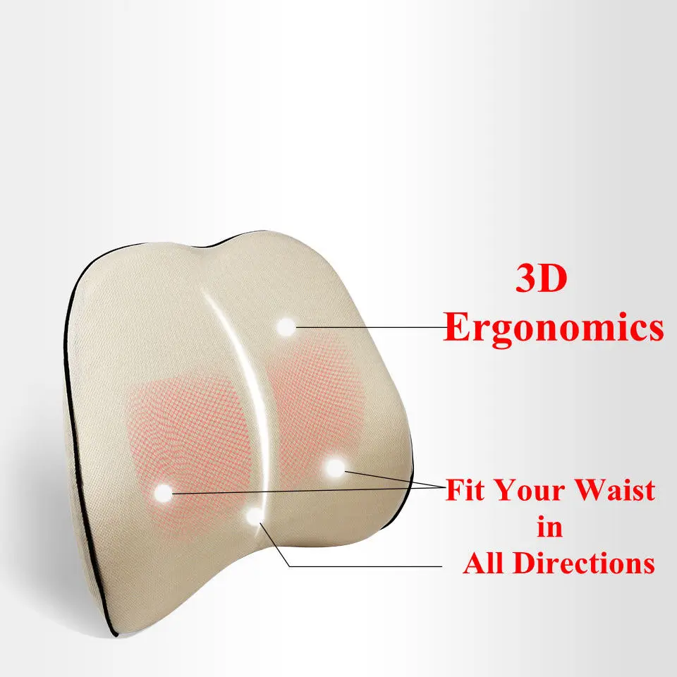 1 опора для сидения в автомобиле, поясничная Подушка для спины, подушка для офисного стула, дышащая подушка для путешествий, массажеры с эффектом памяти, мягкий хлопок
