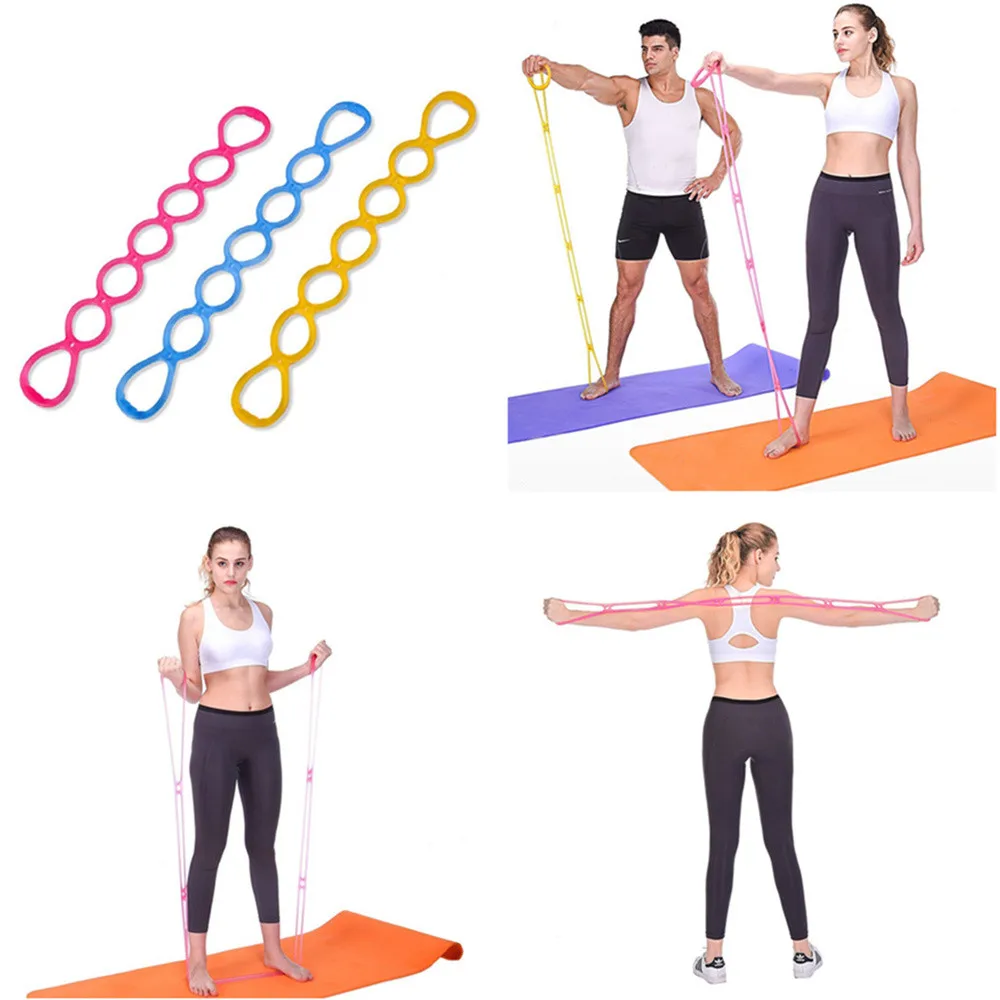 7 отверстий силиконовый браслет сопротивления йоги фитнес тяга веревка инструменты для тренировки тела
