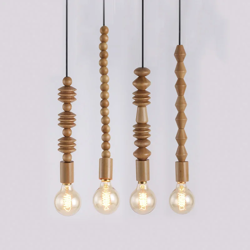 Lámpara de madera Eusolis Pendelleuchte Vintage Lampe Deco iluminación Interior colgante moderno iluminación para el hogar iluminación moderna