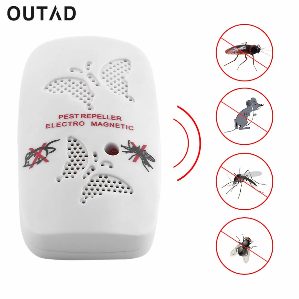 

OUTDA Electronic Ultrasonic Rat Mouse Repellent Indoor Anti Mosquito Insect Pest Killer Repeller Pink US EU Plug White/Pink