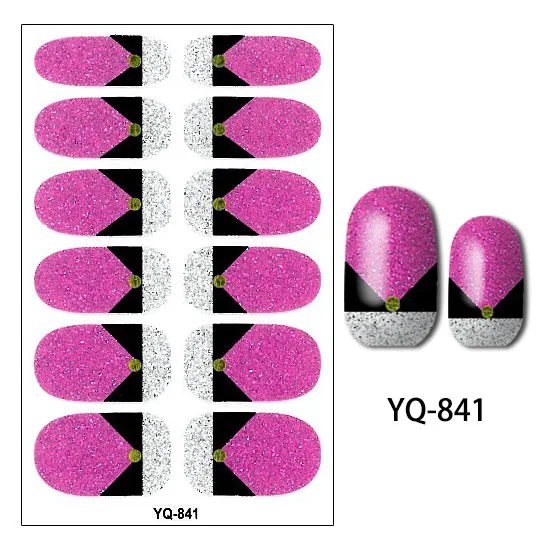 Блестящие наклейки для ногтей YQ с серебряным блеском, 28 дизайнов, 1 шт., полное покрытие, украшение для дизайна ногтей для женщин, инструмент для маникюра, наклейка для красоты - Цвет: YQ-841