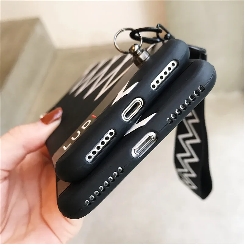 Luxury Geomeytic Line Wrist Belt Strap Phone Case for iPhone 7 8 Plus Case for iPhone X XR XS MAX 6 6S Plus Soft TPU Fundas Capa02