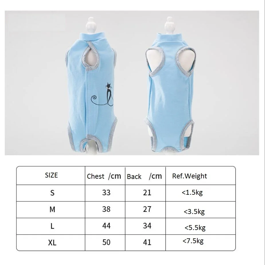 Одежда для кошек хирургическое восстановление костюм для брюшных ран кожных заболеваний после хирургии носить мягкий светильник-вес - Цвет: Blue Cat