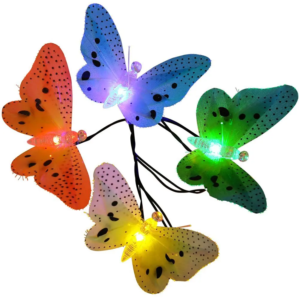 Jiaderui LED Outdoor Solar String Lights 12 LEDs Multi Color Fiber