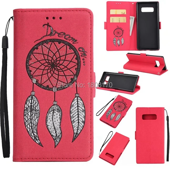 

C-Ku Dreamcatcher Wallet Leather Pouch Case For Samsung Galaxy NOTE8 NOTE 8 Strap Money Pocket Stand Cell Phone Skin Cover 1pcs