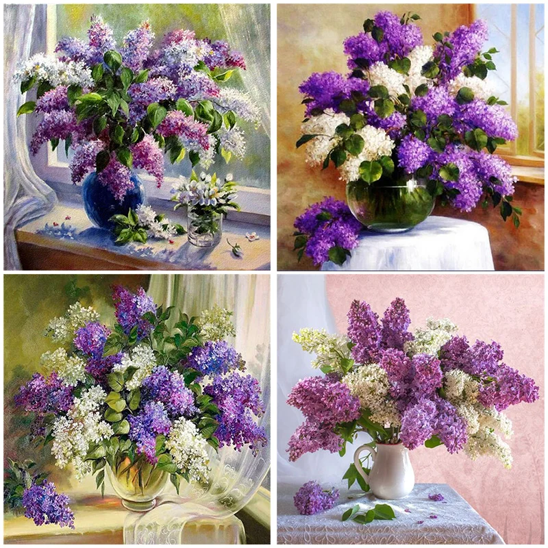 

Oil Painting Flowers 5D DIY Diamond Painting Full Square Drill Kits Beads Embroidered Cross Stitch Home Decorations new arrival