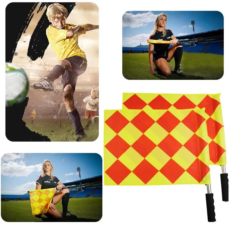 Football Linesman Flags Soccer Referee Flag 2PCS Hockey Team Sports Rugby Dropshipping Training