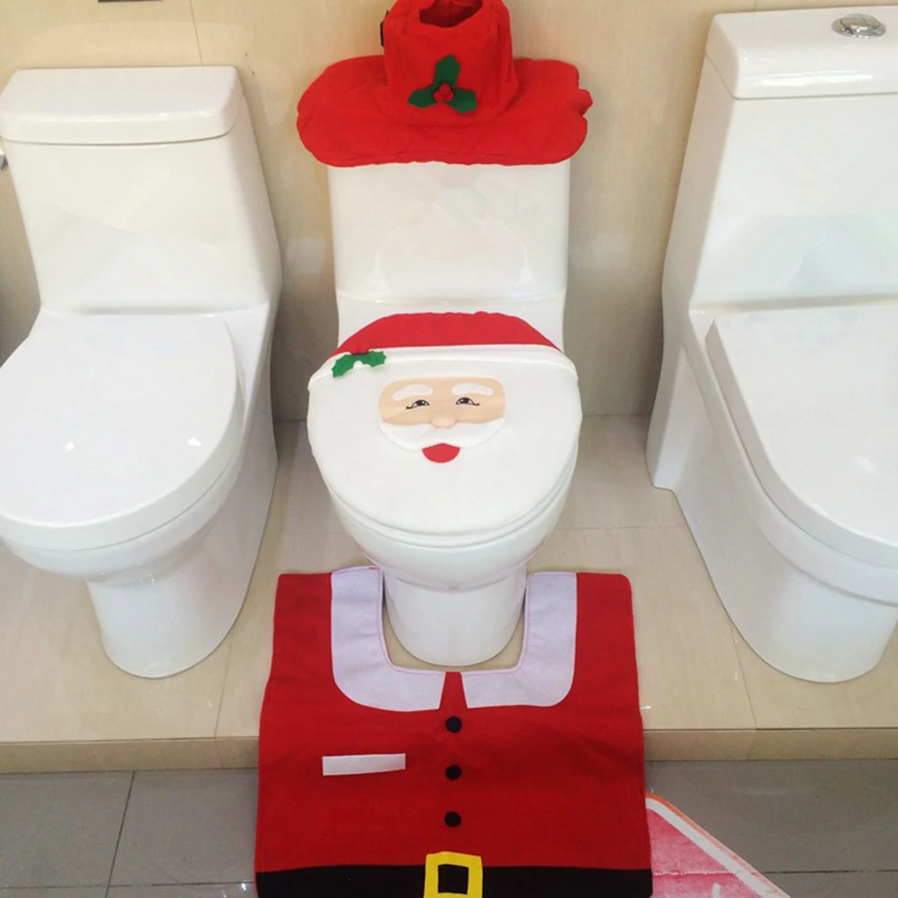 Bathroon пальто туалет Seat Обложка рождественские украшения наборы 3 шт./компл. сиденье для унитаза крышка украшения для дома
