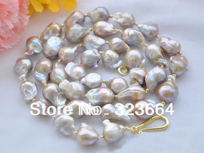 

34" 28mm pink lavender baroque KESHI REBORN PEARL NECKLACE